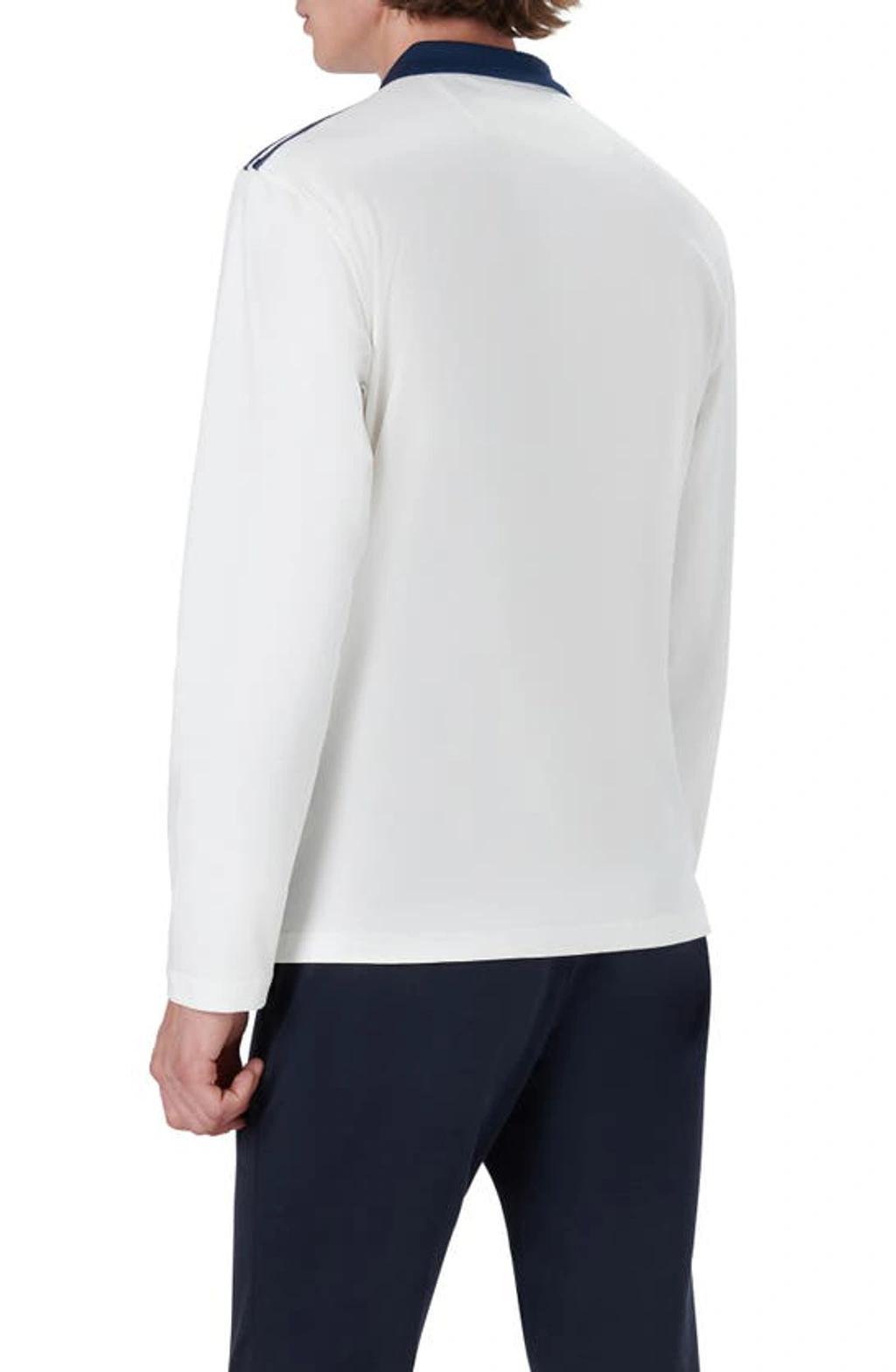 BUGATCHI Long Sleeve Pima Cotton Polo In Chalk Product Image