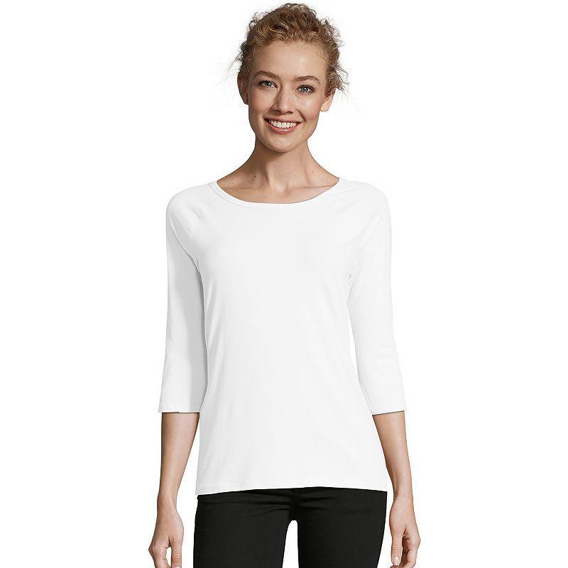 Womens Hanes Three-Quarter Sleeve Raglan Tee product image