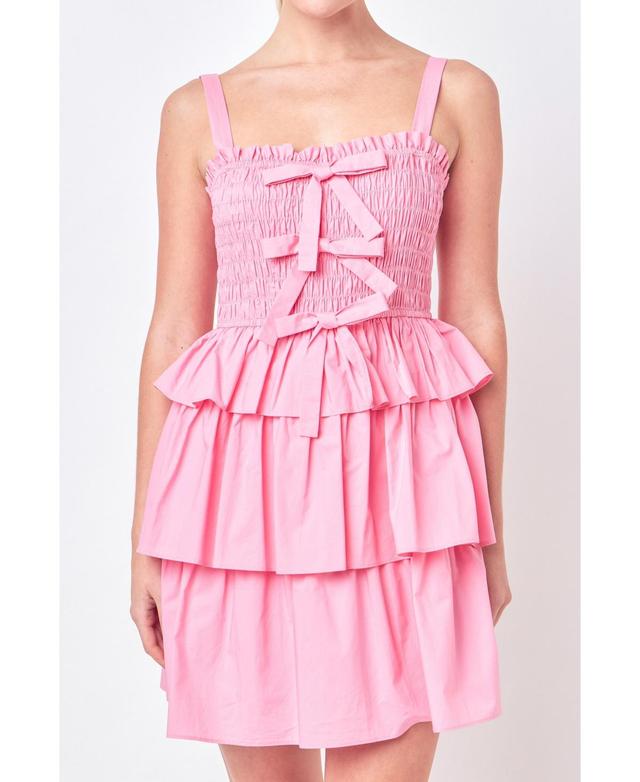 Womens Ruffle tiered Mini Dress with Ties Product Image