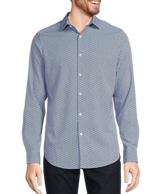 Murano Slim-Fit Performance Stretch Diamond Geometric Print Long Sleeve Woven Shirt Product Image