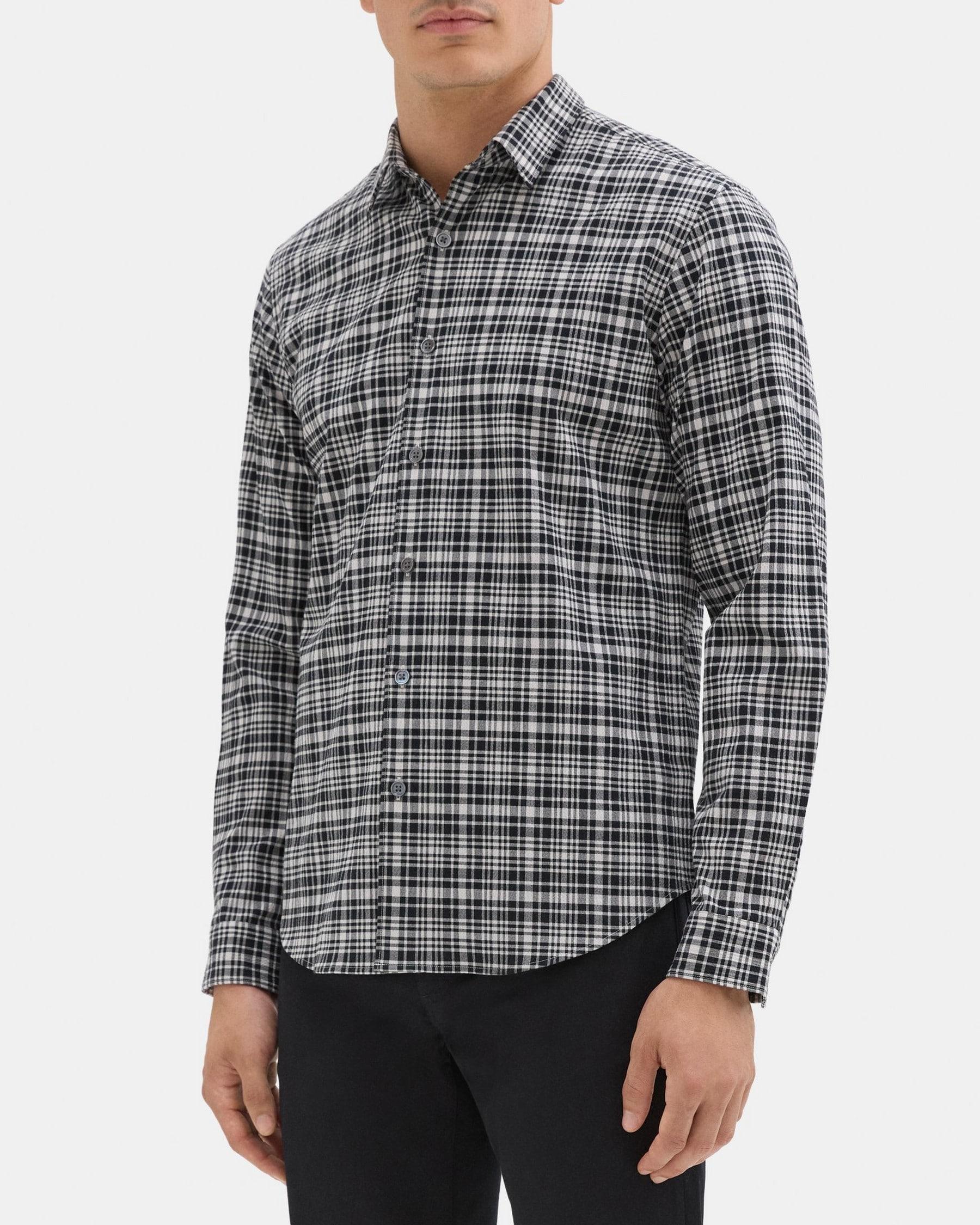 Long-Sleeve Shirt in Plaid Seersucker Product Image