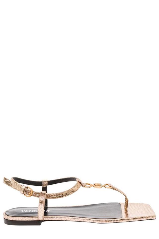 Embellished Flat Sandals In Gold Product Image