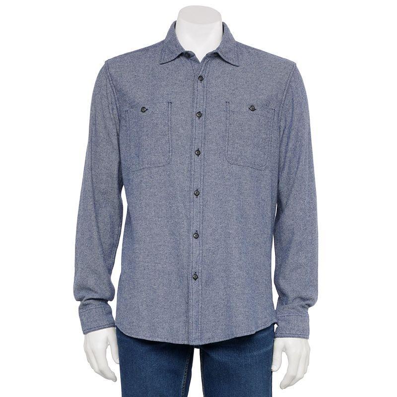 Mens Sonoma Goods For Life Flannel Button-Down Shirt Blue Escape Product Image