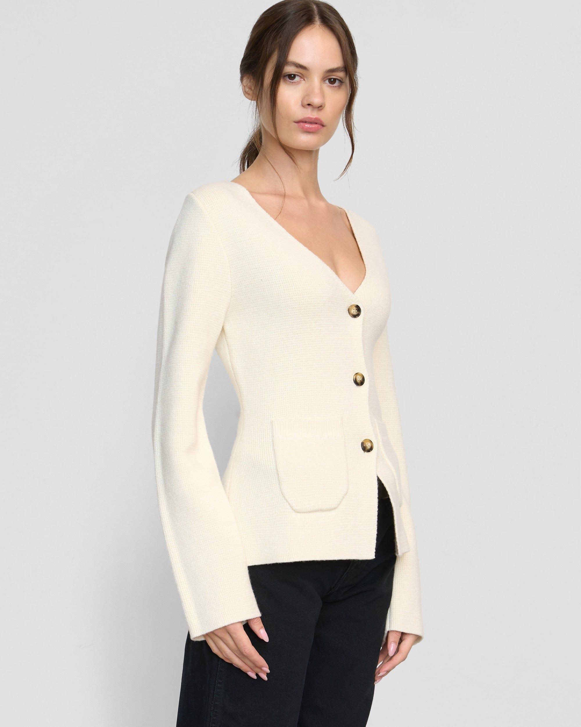 Maeve Organic Cotton-Wool V-Neck Cardigan Product Image