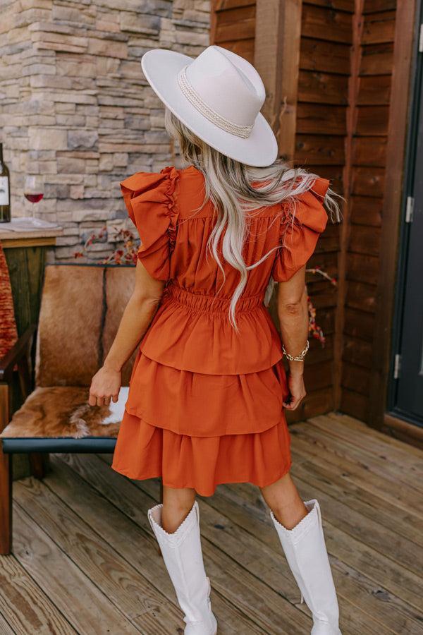 Flirty Allure Ruffle Dress in Pumpkin Product Image