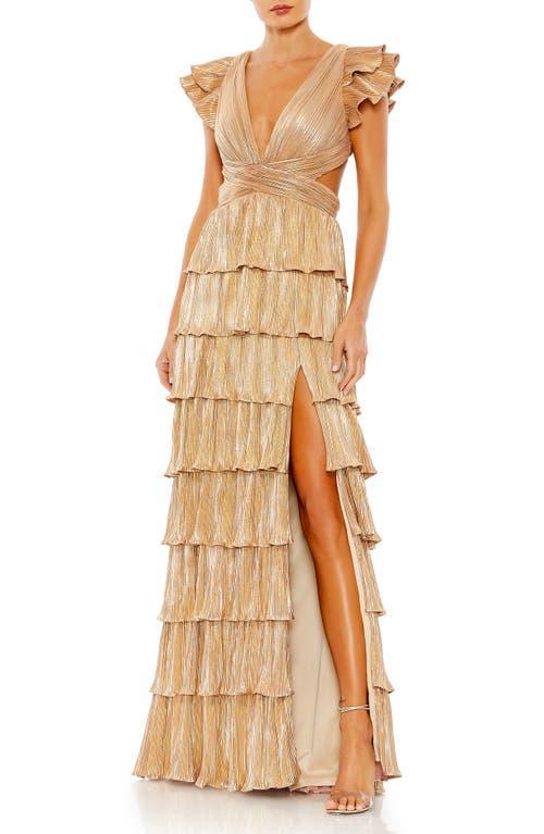 Ieena for Mac Duggal Cutout Ruffle Tiered Gown Product Image