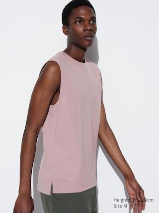 Mens Airism Cotton Sleeveless T-Shirt Pink Medium UNIQLO US Product Image