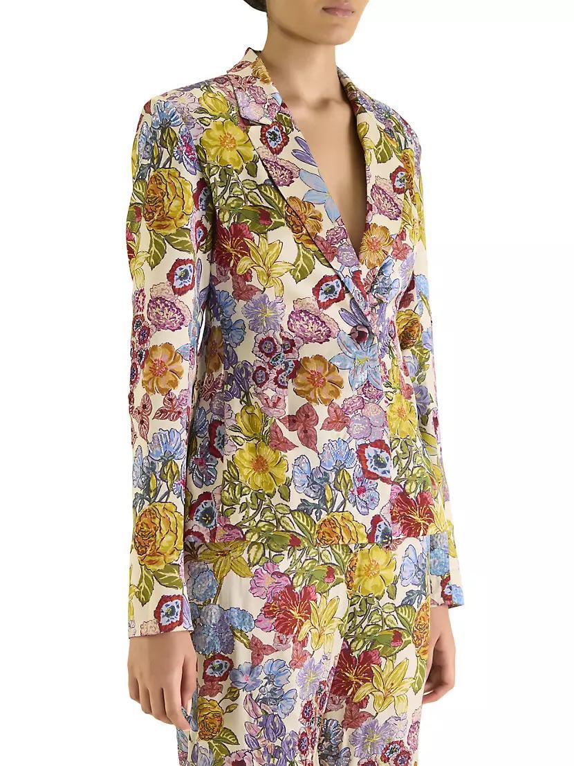 Floral Silk Tailored Blazer Product Image