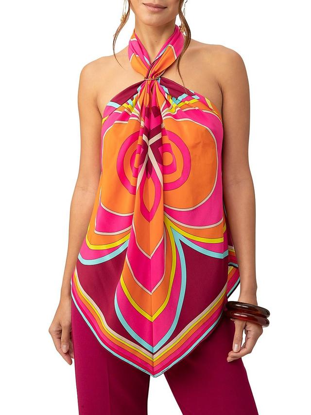 Womens Marine Geometric Silk Halter Top Product Image