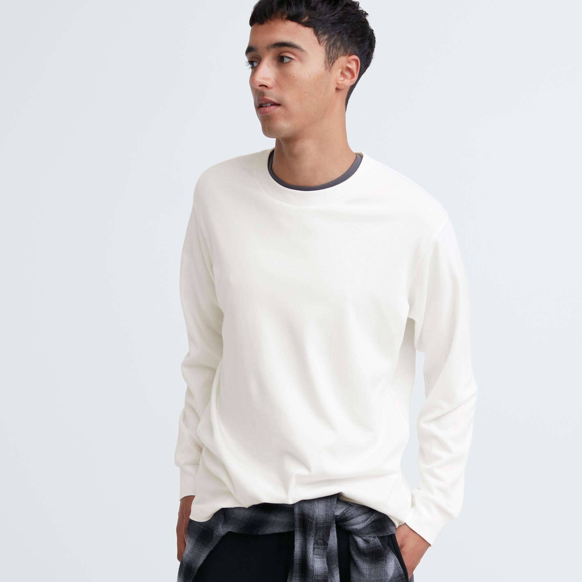 Mens Brushed Cotton Crew Neck Long-Sleeve T-Shirt 2XL UNIQLO US Product Image