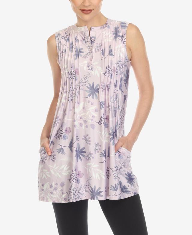 White Mark Womens Floral Sleeveless Tunic Top Product Image