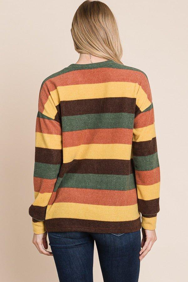 Multi-color Stripes Knit Sweater Top Product Image