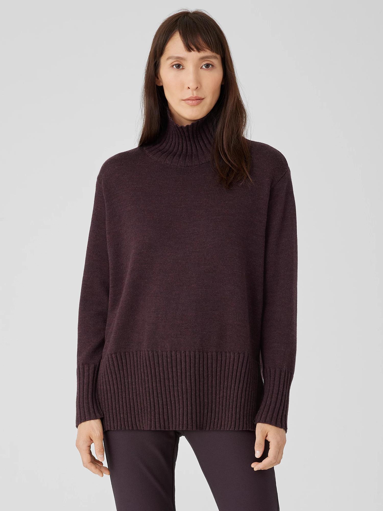 EILEEN FISHER Merino Jersey Turtleneck in Regenerative Woolfemale Product Image