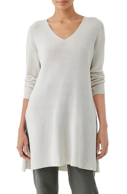 Eileen Fisher Cotton V Neck Tunic Sweater Product Image