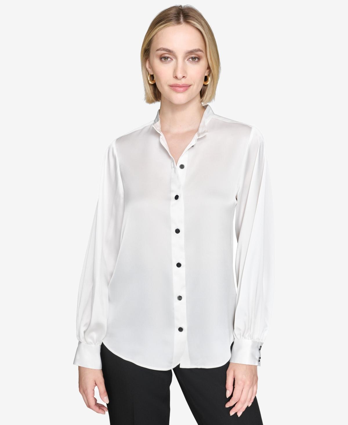 Karl Lagerfeld Paris Womens Band-Collar Blouse product image