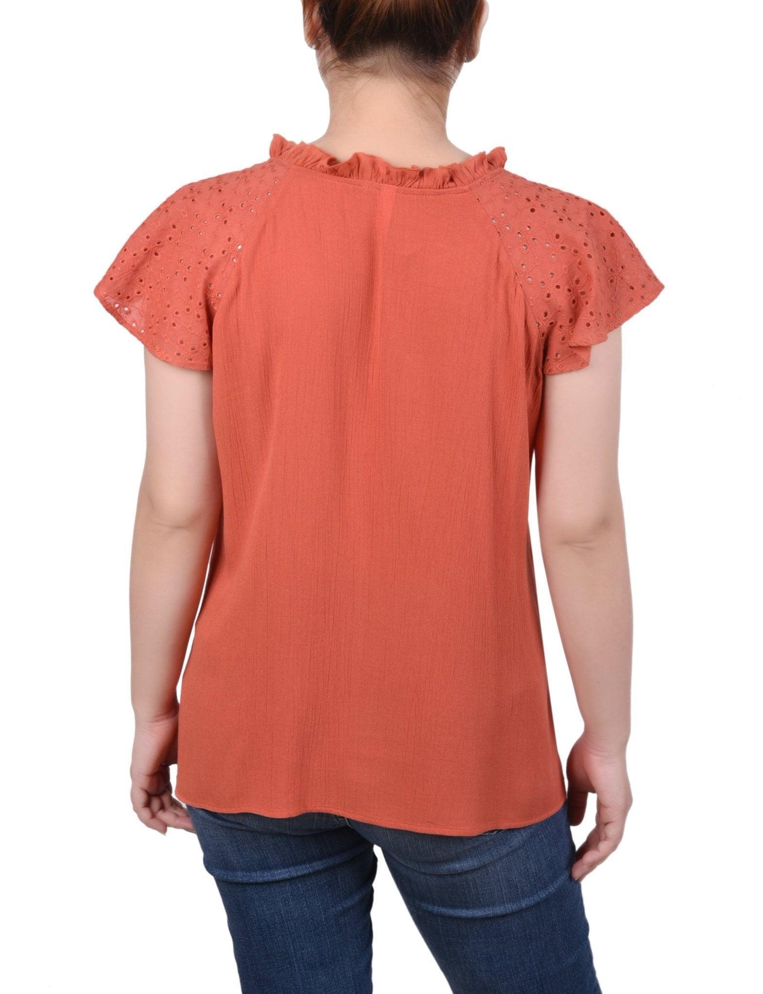 Eyelet Sleeve Blouse - Petite Product Image