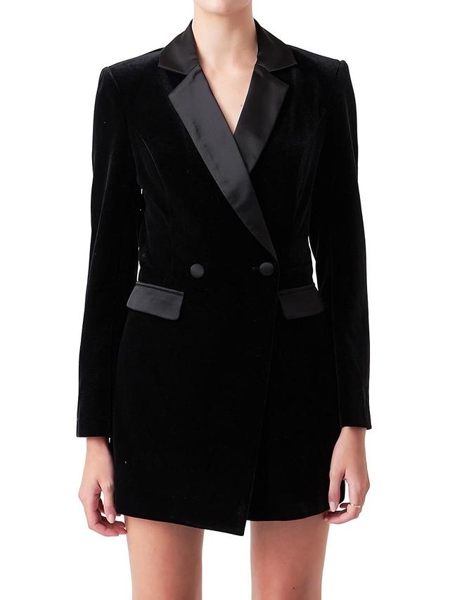 Womens Satin Collar Velvet Romper Product Image