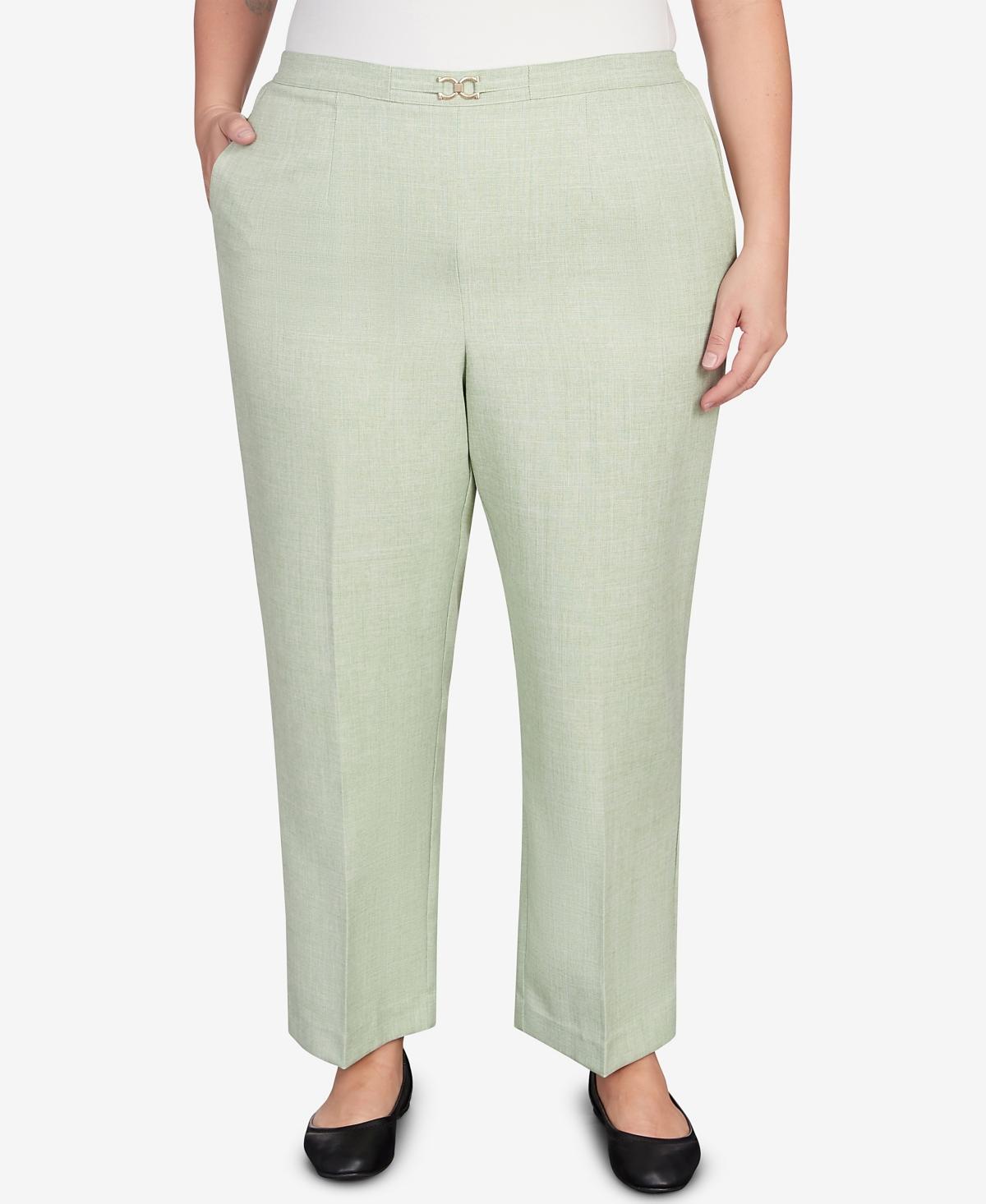 Alfred Dunner Plus Size English Garden Buckled Flat Front Waist Short Length Pants Product Image