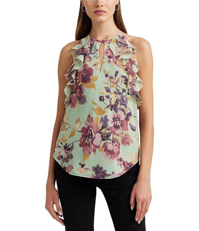 Lauren Ralph Lauren Floral Georgette Halter Neckline Blouse Product Image