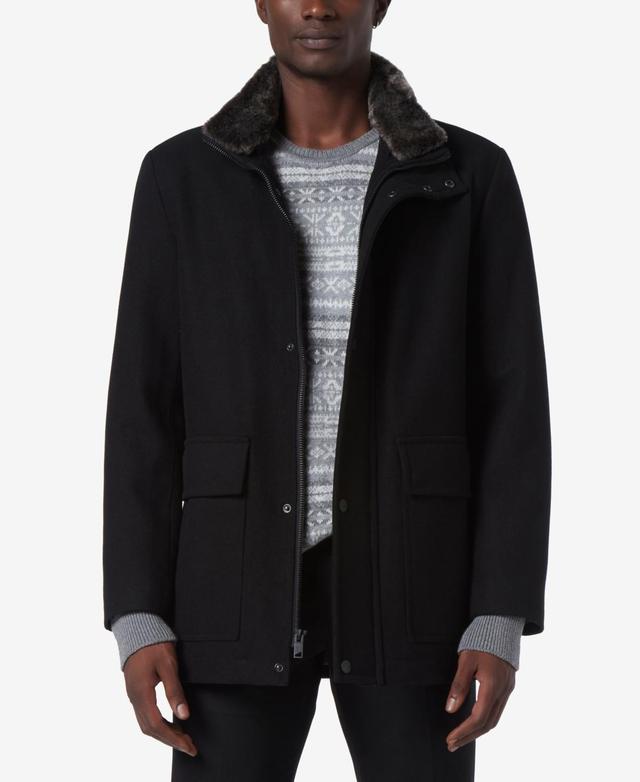 Marc New York Mens Brooks Melton Wool Car Coat with Faux Fur Collar Product Image