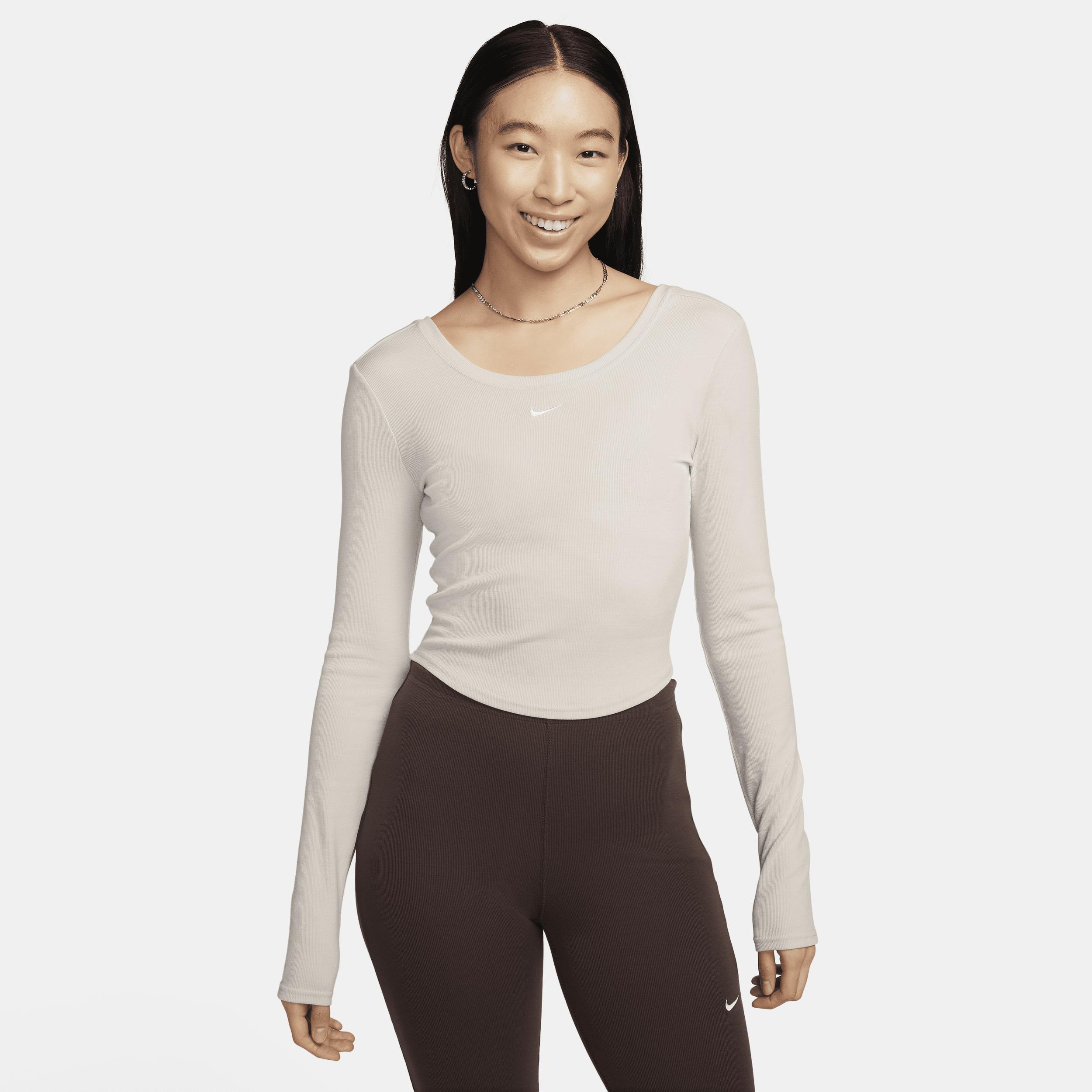 Women's Nike Sportswear Chill Knit Tight Scoop-Back Long-Sleeve Mini-Rib Top Product Image