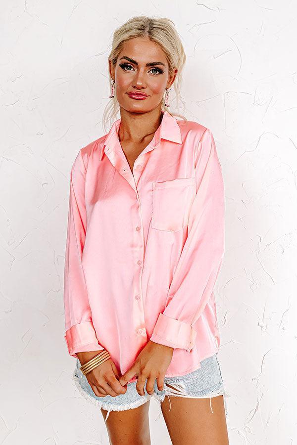 Once In A Lifetime Satin Top In Neon Pink Product Image