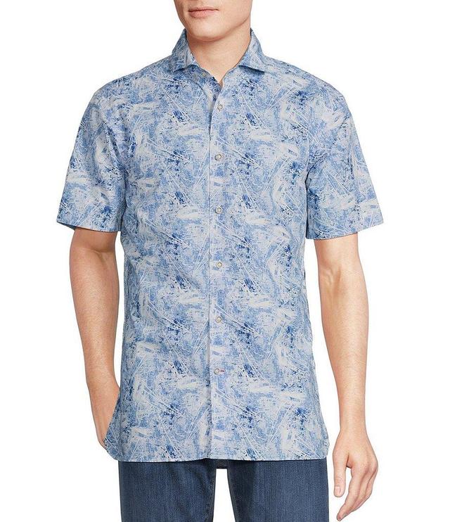 Cremieux Blue Label Block Island Collection Nautical Sketch Print Short Sleeve Woven Shirt Product Image