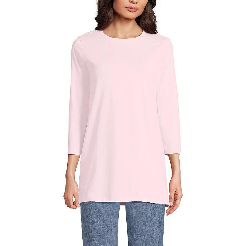 Petite Lands End 3/4-Sleeve Supima Cotton Crewneck Tunic, Womens Product Image