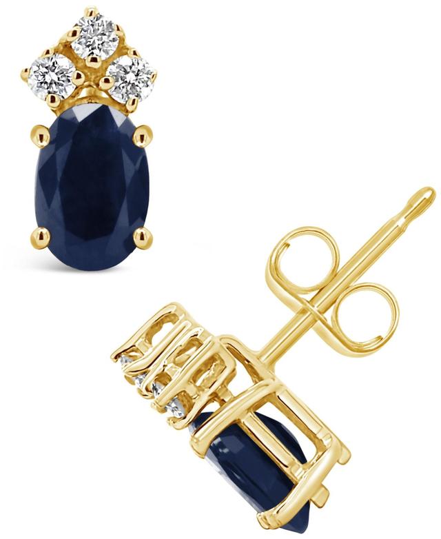 Sapphire (1-1/5 ct. t.w.) and Diamond (1/8 ct. t.w.) Stud Earrings in 14k Yellow Gold Product Image