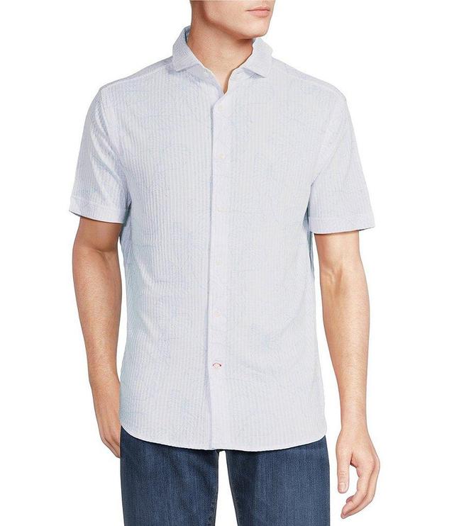 Cremieux Blue Label Palm Lead Printed Seersucker Short Sleeve Coatfront Shirt Product Image