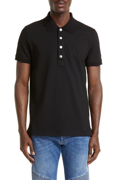 Balmain Monogram Jacquard Stretch Cotton Polo Product Image