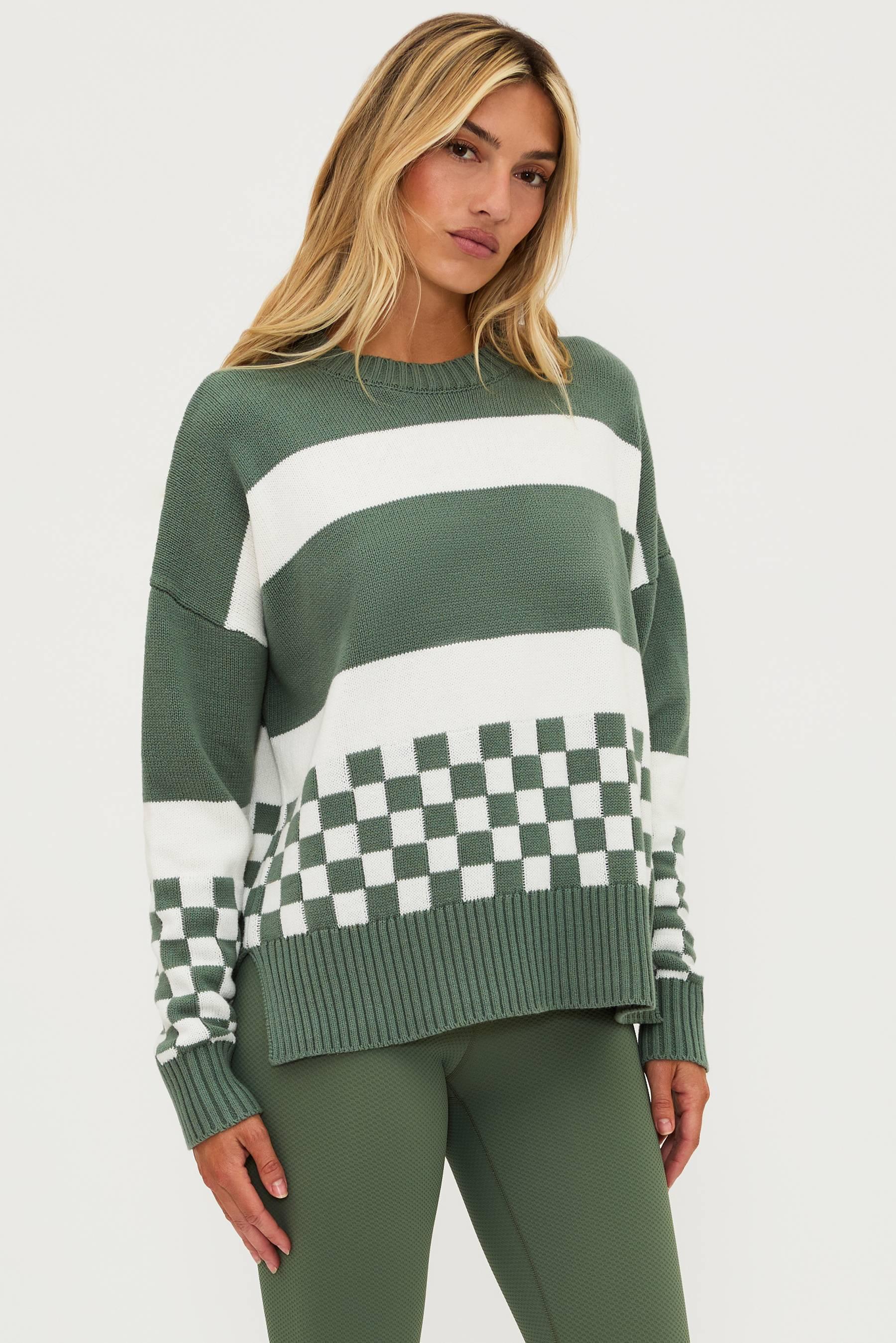 Callie Sweater Olive Check Product Image