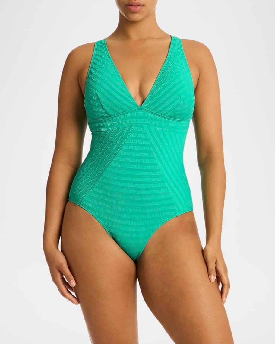 Capri Panel Line One-Piece Swimsuit Product Image