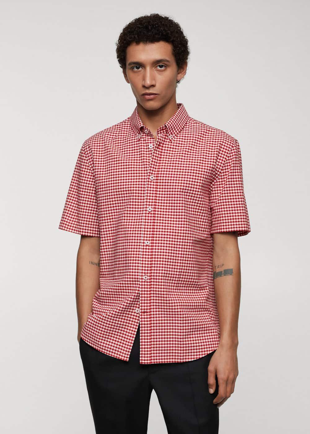 MANGO MAN - 100% cotton printed shirt redMen Product Image