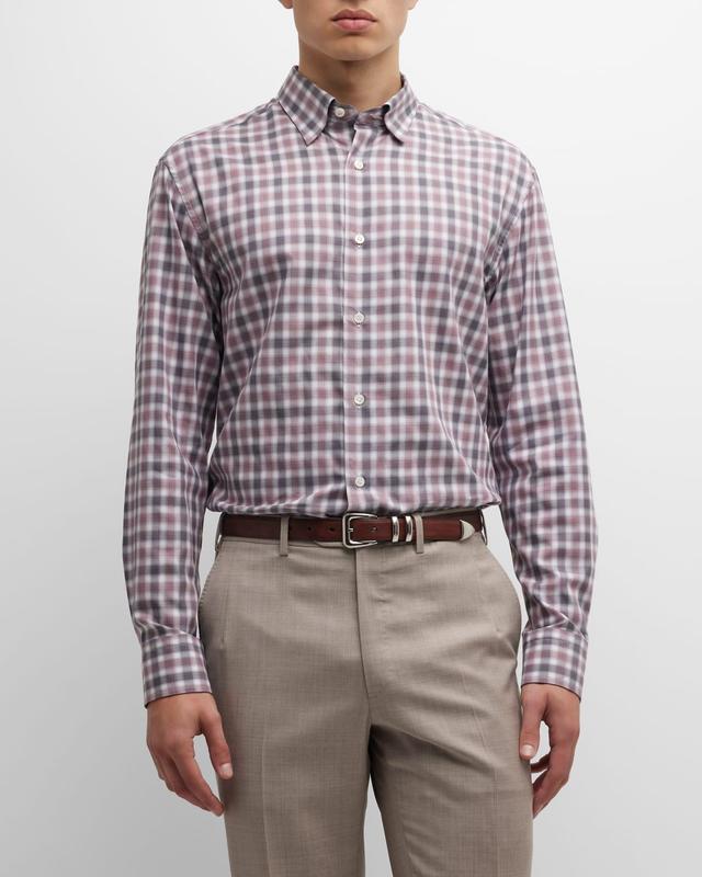 Mens Check-Print Cotton Sport Shirt Product Image