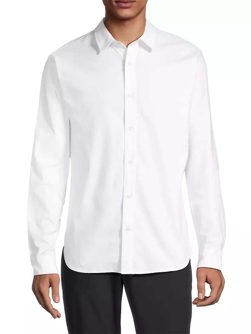 Stretch Button-Front Oxford Shirt Product Image