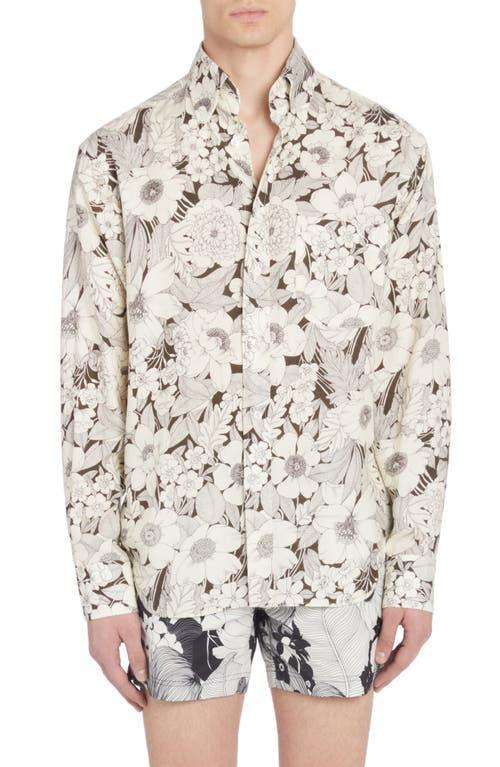 Mens Floral-Print Sport Shirt Product Image