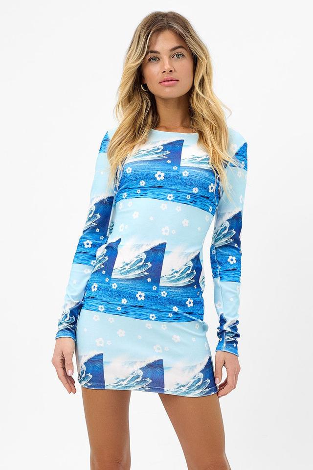 Boz Terry Long Sleeve Dress - Blue Tides Product Image