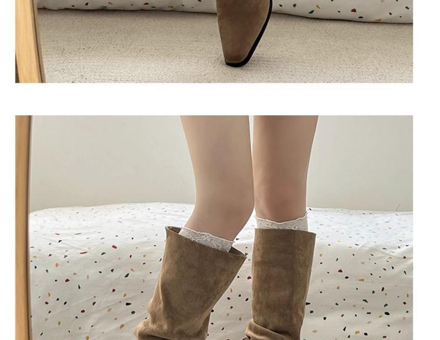 Block Heel Plain Tall Boots Product Image