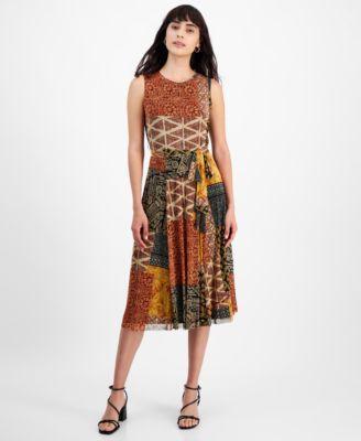 Petite Patchwork-Print Jersey Midi Dress Product Image