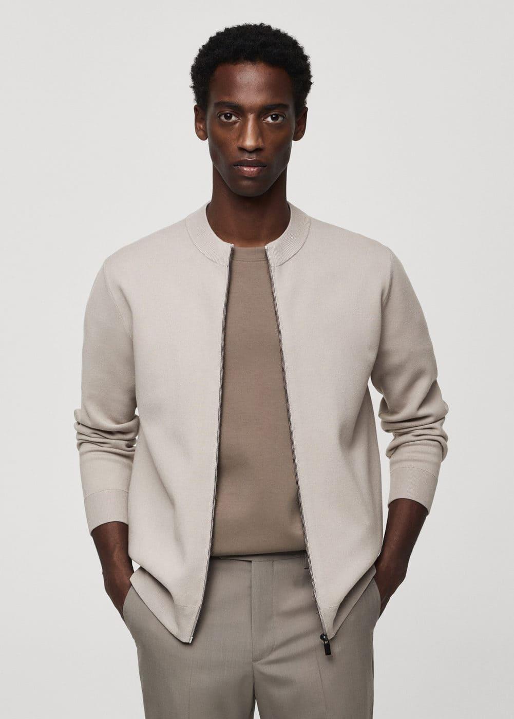 MANGO MAN - Thermoregulating zippered cardigan ice greyMen Product Image