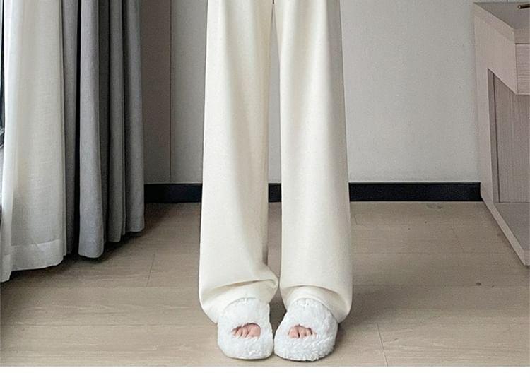 High Waist Plain Loose Fit Slacks Product Image