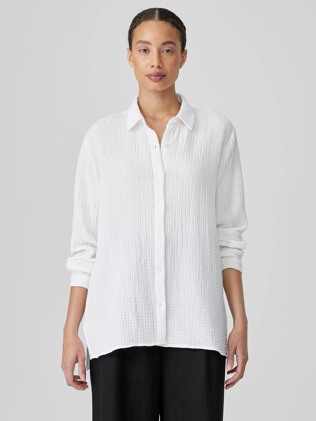 EILEEN FISHER Organic Cotton Lofty Gauze Classic Collar Shirtfemale Product Image