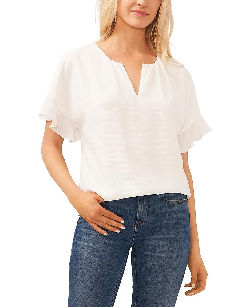 CeCe Ruffle Sleeve Crepe Blouse Product Image