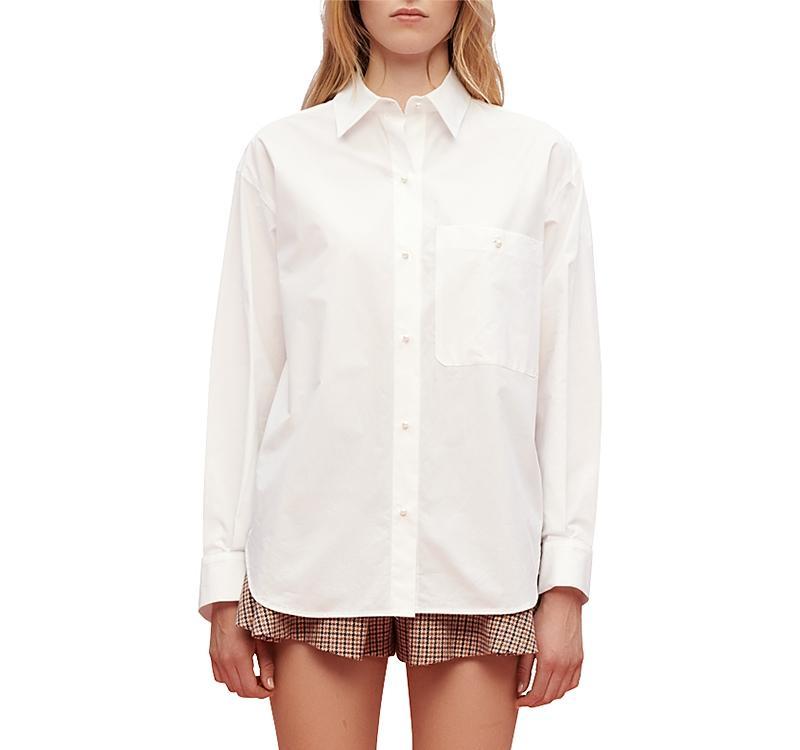 Womens White Cotton Poplin Shirt Product Image