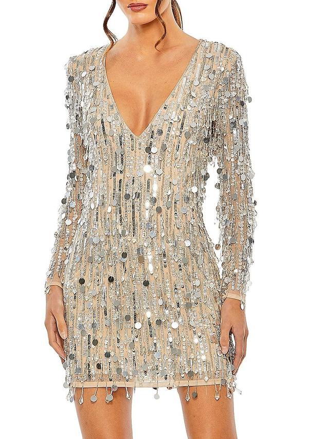 Mac Duggal Long Sleeve Embellished Cocktail Dress Product Image