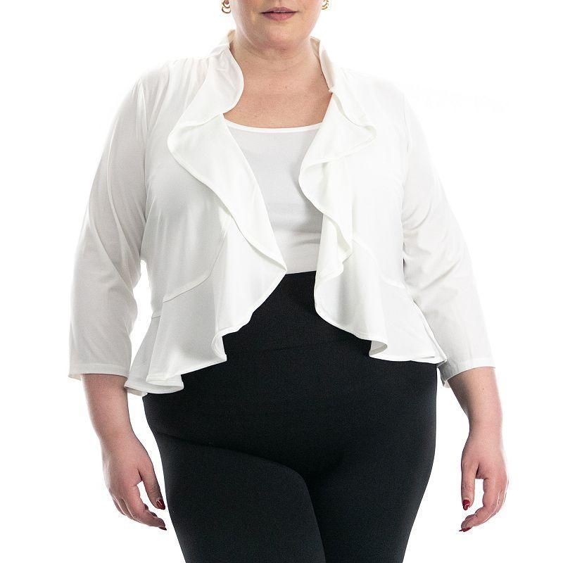 Plus Size Nina Leonard Matte Jersey Mesh Bolero, Womens Product Image