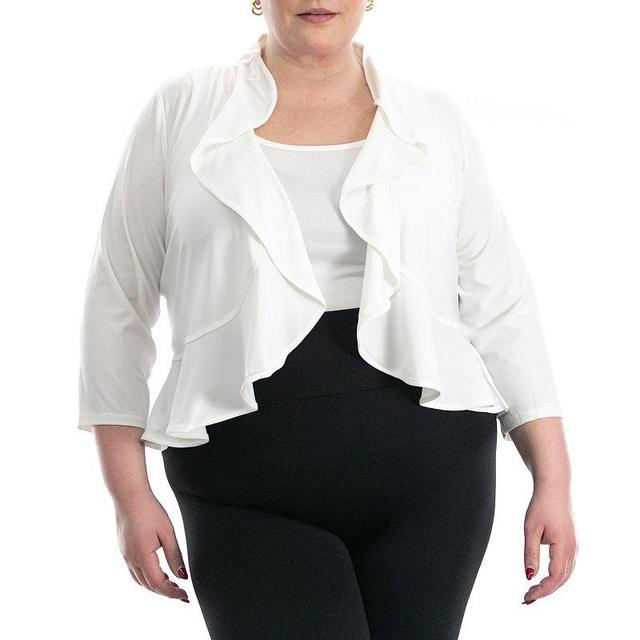 Plus Size Nina Leonard Matte Jersey Mesh Bolero, Womens Product Image