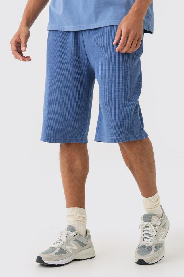 Oversized Long Length Heavyweight Waffle Shorts | boohooMAN USA Product Image