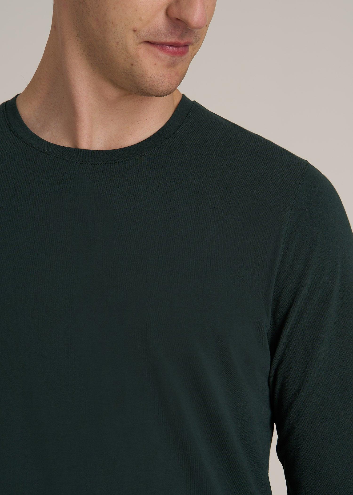 MODERN-FIT Stretch Cotton Long Sleeve Tall Men's Tee in Pine Grove Male Product Image